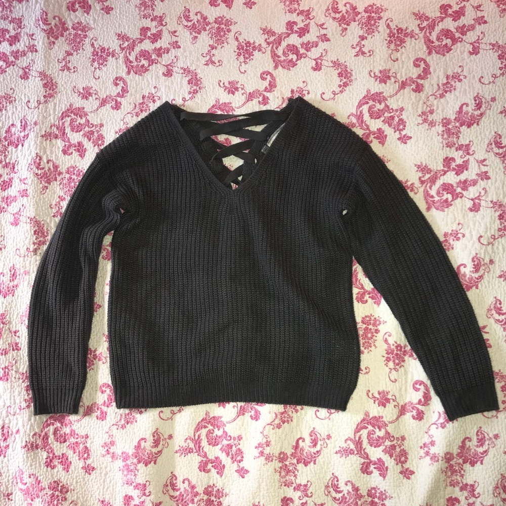 Lace up back Sweater